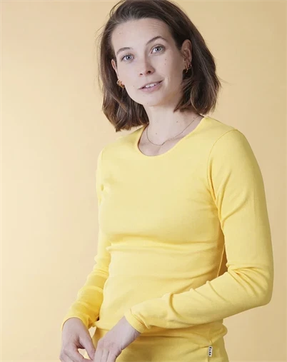 Elsk - Rib Womens Langærmet Trøje - Pale Yellow